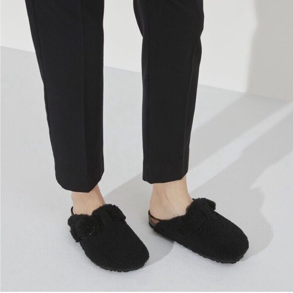 Birkenstock Boston Fur Lined Shearing Sandals/ Clog Shoes (Black) size 37 - Picture 4 of 11